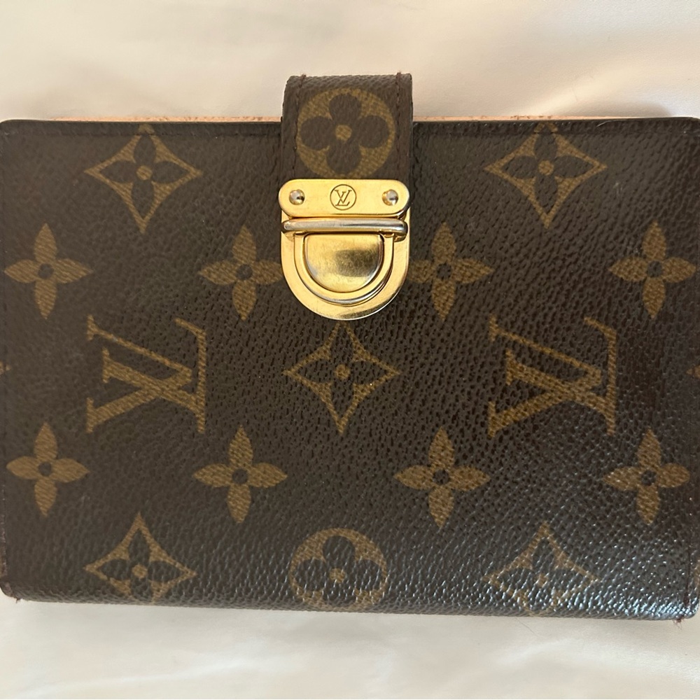 Louis Vuitton Brown Monogram Wallet with Gold Clasp